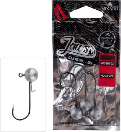 Mikado Jigkop 10g 5/0 – Jaws Classic Jighead voor Snoek & Snoekbaars – Softbait Jigkop – 3 Stuks