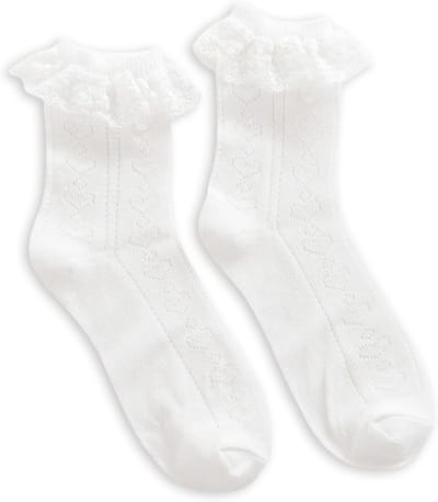 Rimpelsokken voor Kinderen in Wit voor Oktoberfest, Traditionele Kostuumsokken, Lace en Korte Stijl