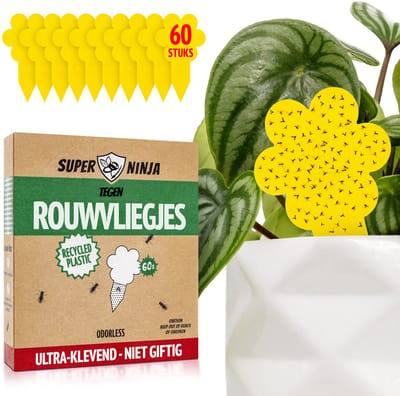 Rouwvliegjes Bestrijden - Ecologische Gele Sticky Vallen voor Planten, 60 Stuks - Effectieve Bescherming tegen Rouwmuggen, Langdurig Werkzaam tot 3 Maanden per Val