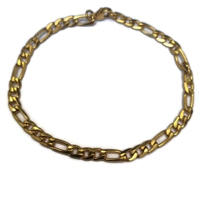 Aramat Jewels | Armbanden | Luxe RVS Goudkleurige Figaro Armband 5mm | | | |5mm | Staal | Volwassenen | Verkleurd niet