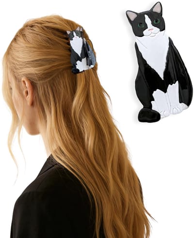 NTH products- Haarclip Zwarte Kat - Schattig Diermotief - Acryl Haarspeld - Antislip - Duurzaam - Ideaal Cadeau - Afmetingen 8,6 x 4,5 cm