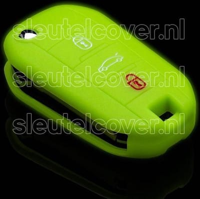 Autosleutel Hoesje geschikt voor Peugeot - SleutelCover - Silicone Autosleutel Cover - Sleutelhoesje Glow in the dark / Lichtgevend
