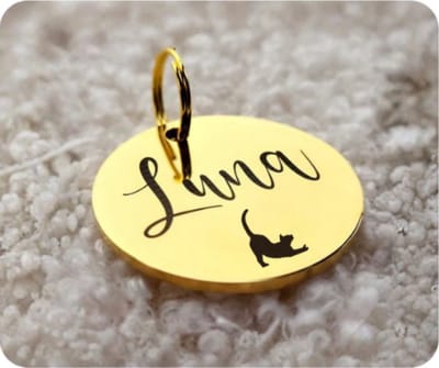RVS Kattenpenning goud | Penning voor katten 25 mm | Ronde kattenpenning | Poezen | Ronde gouden Kattenpenning | Petshop Seven
