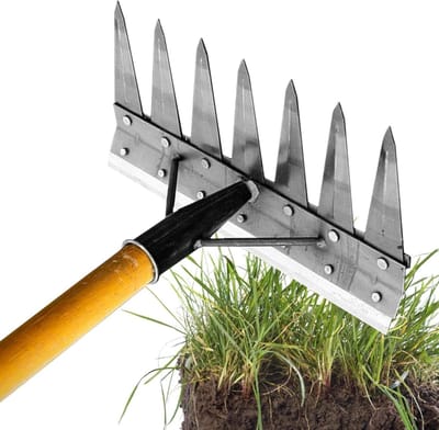 Metalen Hark - Tuin Gereedschap - Onkruid Verwijderen - Robuuste Constructie - 7 Tanden - Metaal