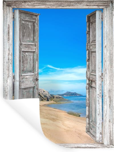 Muurstickers - Sticker Folie - Strand - Tropisch - Zomer - Doorkijk - Zee - 30x40 cm - Plakfolie - Muurstickers Kinderkamer - Zelfklevend Behang - Zelfklevend behangpapier - Stickerfolie