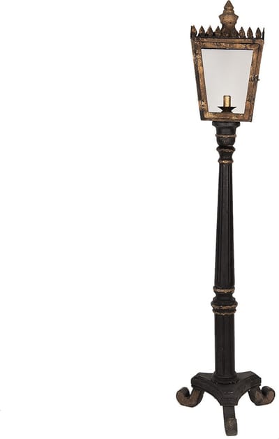 Clayre & Eef Vloerlamp 44x40x172 cm Zwart Goudkleurig Hout