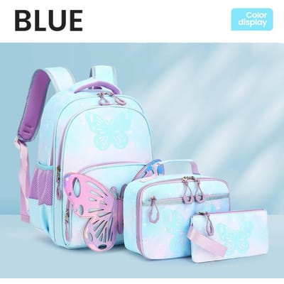 3 STKS Kinderen Schoolrugzak voor Meisjes Kinderen Schooltas Set Vlinder Boekentas met Lunchbox Etui Schattige Leerling Rugzak