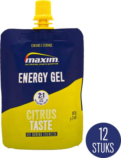 Maxim Energy Gel Citrus - 12 x 100g - isotone - Sportgel met frisse citroensmaak - Sportvoeding