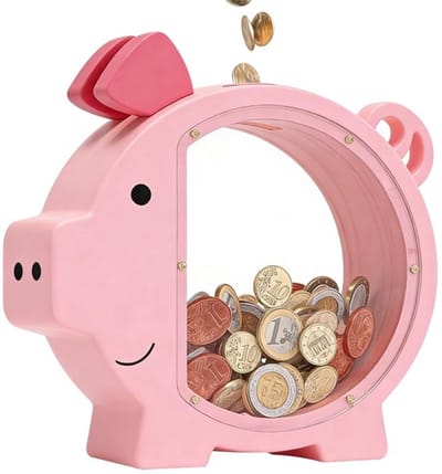 Dailygoods- Spaarpot Gepersonaliseerd - Spaarvarken Hout - Doorzichtig - Kinderverjaardagscadeau - Inschrijvingscadeau - Voor Munten en Contant Geld