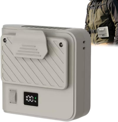 Fan - Taille ventilator - Draagbare heupventilator - Instelbare snelheden - Ventilator met heupclip voor zomer, kamperen, wandelen, vissen, werk, sport, fitness en concerten（Khaki）