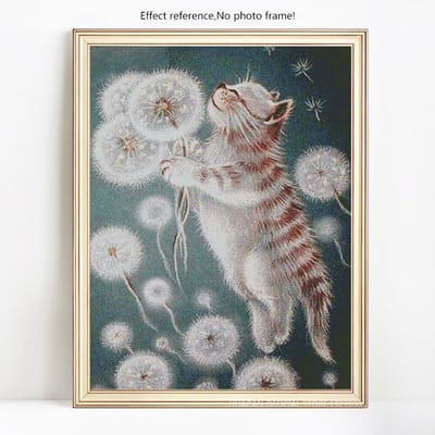 Afbeeldingen Met Strass Steentjes Diamant Schilderen Kat Met Ronde Steentjes Kruissteek Kits 20X30 gray