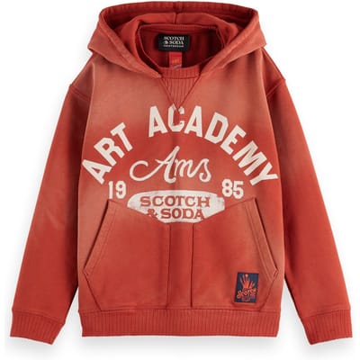 Scotch & Soda Boy Loose-fit Snow-washed Hoodie With Front Artwork Ketchup Taglia: 4 | Abbigliamento Sportivo Outlet | kids | Bianco