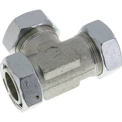 42L Zink Geplateerd Staal Rechte Hoek T Stuk Snij Fitting Met Draaibare 160 Bar NBR Verstelbaar ISO 8434-1