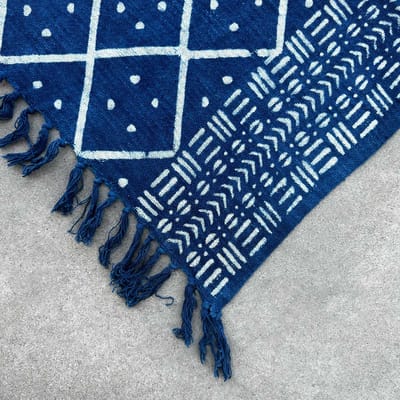 Ancient Wisdom - Tas - handgemaakte indigo plaid 170x120cm van katoen en hennep - trendy - vakken - sterk - dagelijks gebruik - multifunctioneel - stijl