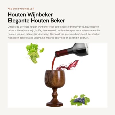 Dailygoods- Houten Wijnbeker - Elegante Houten Beker - Premium Hout - Niet-toxisch - Stevig - Gladde Textuur