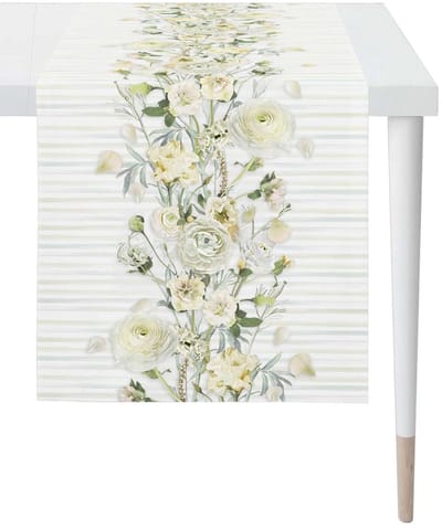 Tafelloper Pastel bloemen - 140 x 45 cm - Katoen - Lente - Pasen -