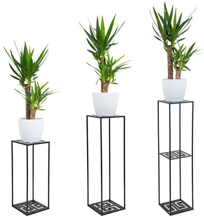 HowHomely - Moderne Vrijstaande Plantenstandaard - 100cm - Zwart - Loftstijl