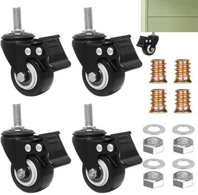 Dailygoods- Meubelwielen set van 4 - Zwenkwielen met rem - Zwenkwielen M10 - Zwenkwielen 50 mm - Draagkracht 210 kg - Robuust en slijtvast