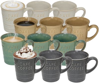 Secret de gourmet Koffiemokken - 12x stuks - 200 ml - kleuren gemixt