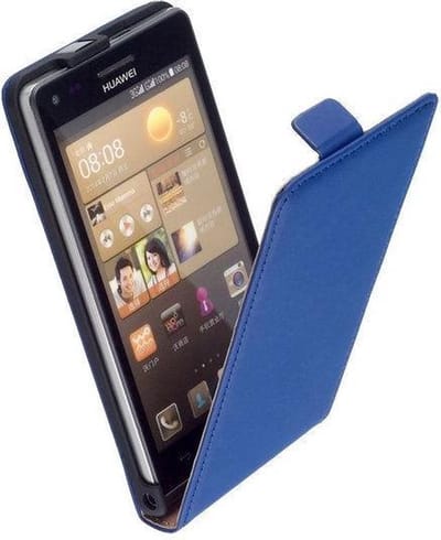 Lelycase Blauw Lederen Flip case case Telefoonhoesje Huawei Ascend G6