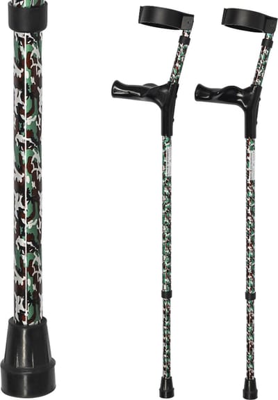 Elleboogkrukken ergonomisch met camouflage print - Loopkrukken - krukken anatomische handvatten, gesloten manchet - Set - paar van 2