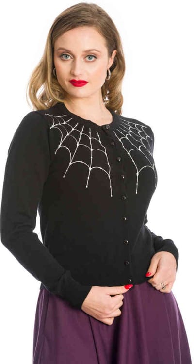 Banned - UNDER HER WEB SPELL Cardigan - S - Zwart/Wit