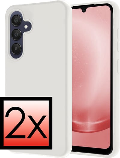 Hoesje - 2 Stuks - Geschikt voor Samsung Galaxy A25 - Sterk & Shockproof - Case Siliconen - Back Cover - Telefoon Hoes - Wit