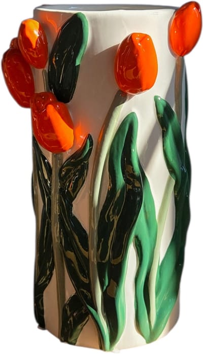 Daan Kromhout - Vaas - Bloemenvaas - Tulpen - Oranje - 14x23 - Cilinder - Keramiek
