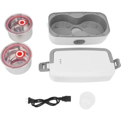 Boîte à déjeuner auto-cuisson étanche 2 bols intérieurs en acier inoxydable cuiseur électrique portable boîte à nourriture L(for 6.5-9kg)