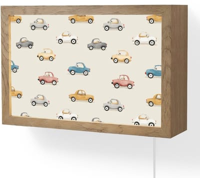 Wandlamp 30x20 cm - Oplaadbaar - Kleurrijke - Retro - Autootjes - Wandlampen binnen woonkamer - Slaapkamer lamp met kabel - Decoratieve nachtlamp - Vloerlamp snoer