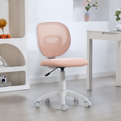 MODFU Bureaustoel - C-Vormige Rugsteun - Verstelbare Hoogte - Zonder Armleuningen - Kunststof - Roze - 53 X 59,5 X 81-89 Cm