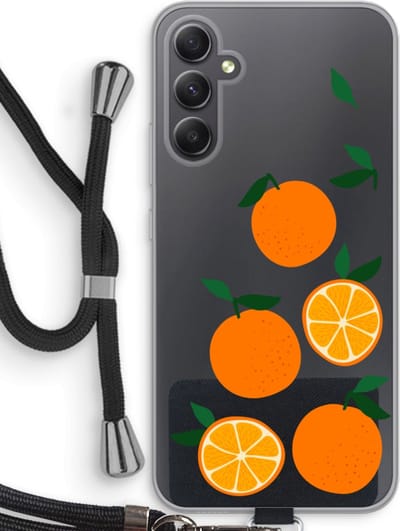 Case Company® - Hoesje met koord geschikt voor Samsung Galaxy A34 hoesje met Koord - Will you be my clementine - Telefoonhoesje met Zwart Koord - Bescherming aan alle Kanten en Over de Schermrand