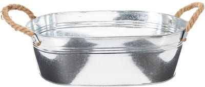 Ovale schaal 35 cm x 21,5 cm x 11,5 cm, glanzend zink