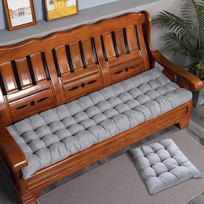 Bank Kussen - Zitkussen Outdoor - Comfortabel Zitten - Met Bevestigingsbanden - 120x50cm - Grijs
