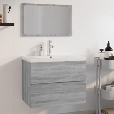 vidaXL - Badkamermeubelset - bewerkt - hout - grijs - sonoma - eikenkleurig
