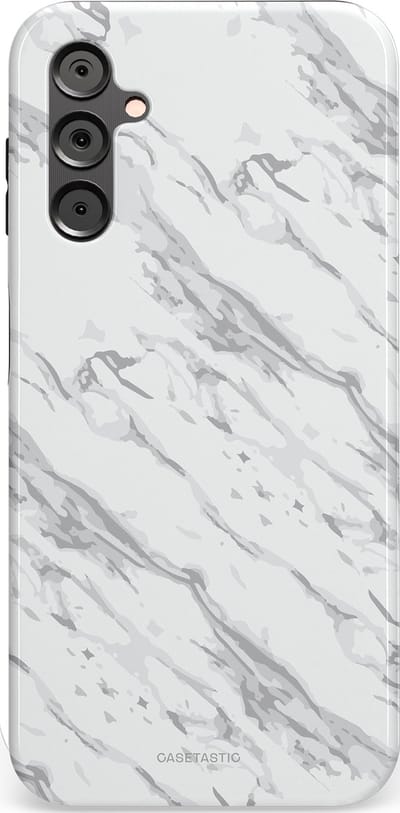 Casetastic hoesje geschikt voor Samsung Galaxy A14 (2023) 5G / Samsung Galaxy A14 (2023) 4G - Dubbellaagse bescherming - Arctisch Marmer - Fashion Case - Wit Lichtgrijs