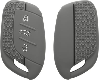 kwmobile autosleutel hoesje geschikt voor MG 3-knops ZS MG4 MG5 MG6 hoes - Siliconen autosleutel behuizing - Auto sleutel case met honingraat - Sleuteletui in grijs / zwart