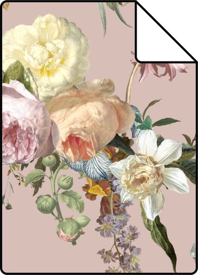 Proefstaal ESTAhome behang vintage bloemen oudroze - 26.5 x 21 cm - 139367-S