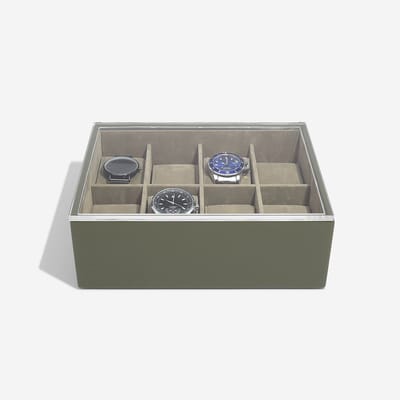 STACKERS OLIVE GREEN - Luxe Horloge Doos - Opbergdoos - 8 horloges - Heren