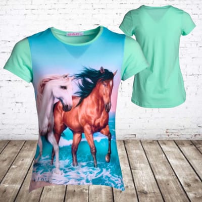 Shirt met paard J07 -s&C-110/116-t-shirts meisjes