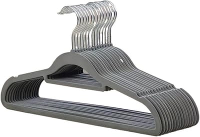 Kledinghangers Fluweel - Antislip Hangers Pak - Garderobe Organiseren - Beschermt Kledingvorm - 10 stuks - Grijs