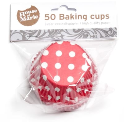 House of Marie Cupcake Vormpjes - Stip Rood - pk/50 - Baking Cups voor Muffins en Cupcakes
