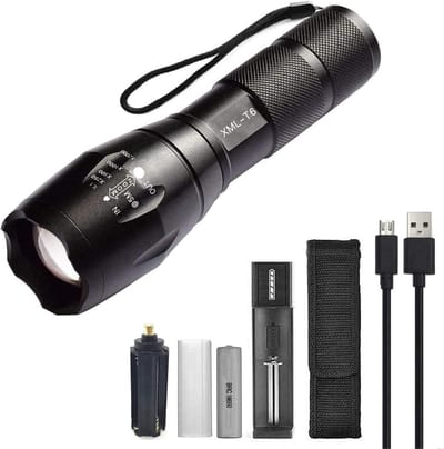 longziming -Tactische LED Zaklamp – Super Heldere Hoge Lumen Zaklamp met 5 Lichtmodi & Zoomfunctie – Draagbare Oplaadbare Zaklamp voor Outdoor, Camping & Noodsituaties