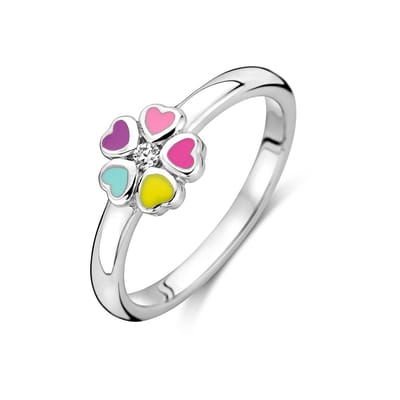 Gerhodineerd Zilver Ring Bloem En Met Zirkonia 1337849