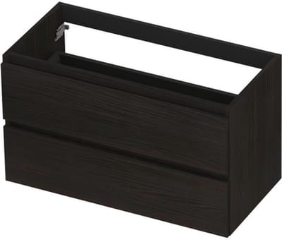 INK - Onderkast 2L Greeploos Houten Keerlijst Fineer - 900x450x520 Mm - Matt Intens Black