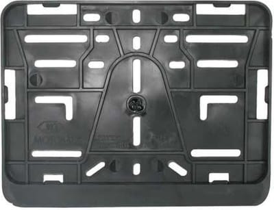 Kentekenplaathouder motor Kleur: Zwart Materiaal: Kunststof Tekstrand: 17 mm. Binnenmaat: 210 x 143 mm
