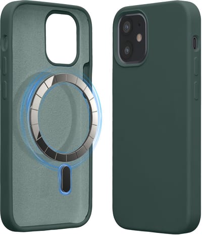 kwmobile telefoonhoesje geschikt voor Apple iPhone 12 mini - Hoesje met magneet compatibel met MagSafe - Smartphone case in mosgroen