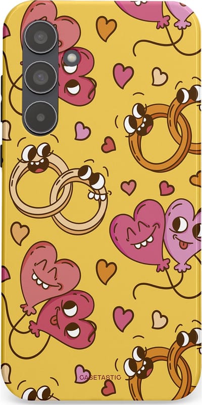 Casetastic Hoesje Geschikt voor Samsung A55 - Stijlvolle Beschermende Duo-layer Case - Gele Hartenpret