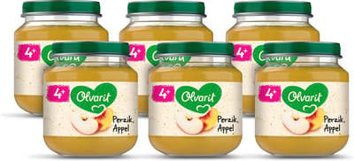 Olvarit Fruithapje 4+ Maanden – Perzik Appel - 6 x 125g
