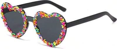 Party Sprinkle Confetti Bril - Hart Zwart | Kunststof / Plastic | Fashion Favorite
